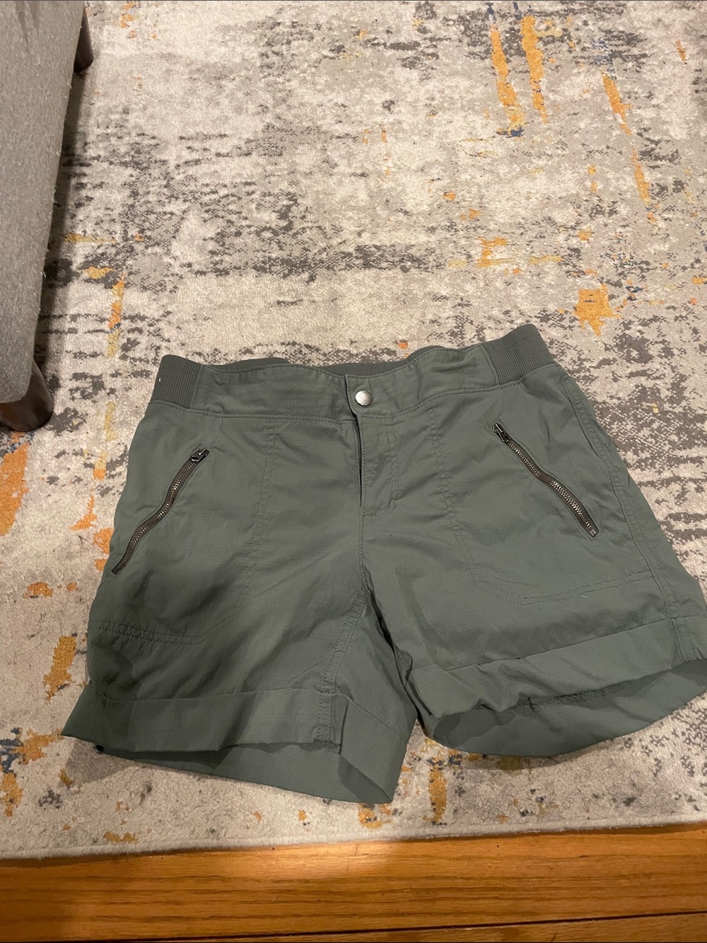 Athleta Olive Utility Shorts with Ribbed Waistband
